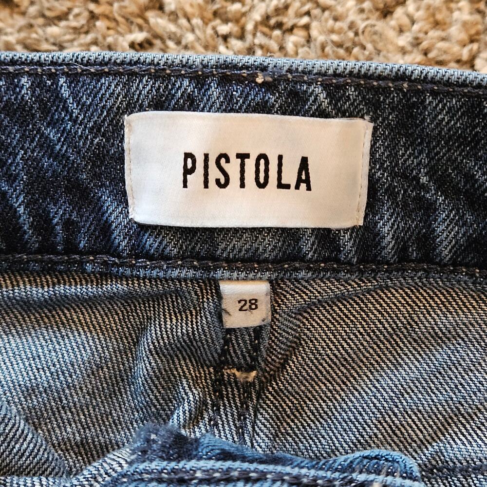 Pistola Barrel Leg Jeans Women 28 Blue High Rise Utility Denim Relaxed‎ Fit - Picture 10 of 12